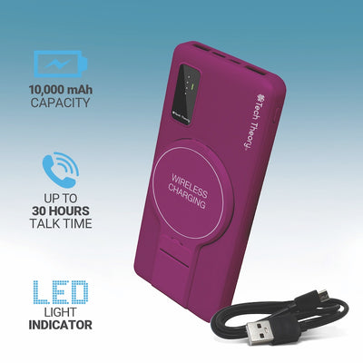 View Wireless Charging 10,000mAh Backup Battery - PLUM