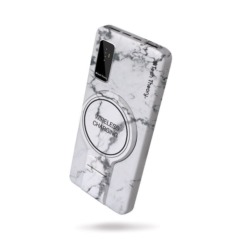 View Wireless Charging 10,000mAh Backup Battery - WHITE MARBLE