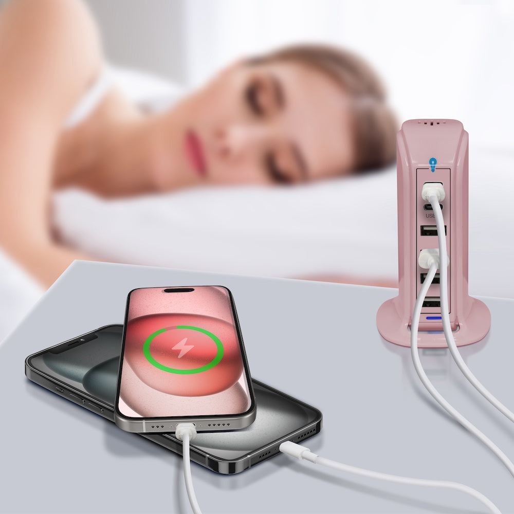 PowerUp PD Power Tower Multi Port Charging Station - SOFT PINK