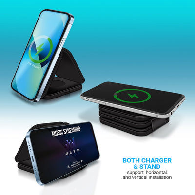 PowerUp Trinity 3 in 1 Wireless Charging Station for iPhone AirPods & iWatch - BLACK