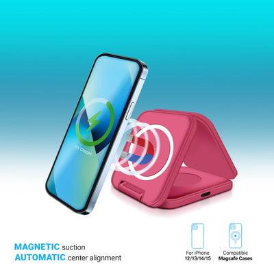 PowerUp Trinity 3 in 1 Wireless Charging Station for iPhone AirPods & iWatch - PINK
