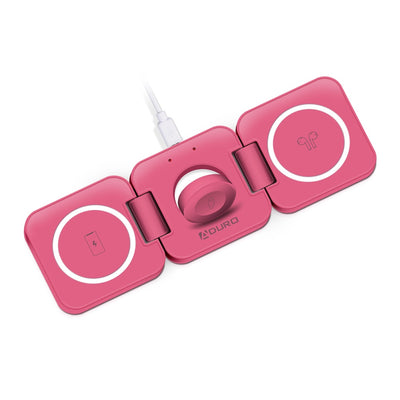 PowerUp Trinity 3 in 1 Wireless Charging Station for iPhone AirPods & iWatch - PINK