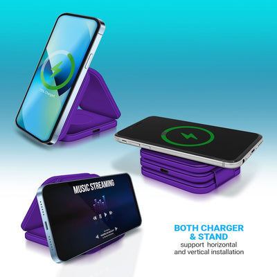 PowerUp Trinity 3 in 1 Wireless Charging Station for iPhone AirPods & iWatch - PURPLE