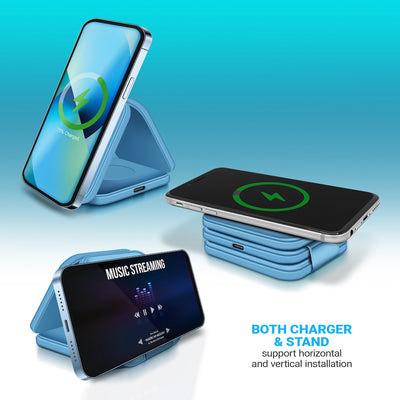PowerUp Trinity 3 in 1 Wireless Charging Station for iPhone AirPods & iWatch - BLUE