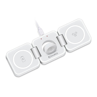 PowerUp Trinity 3 in 1 Wireless Charging Station for iPhone AirPods & iWatch - WHITE