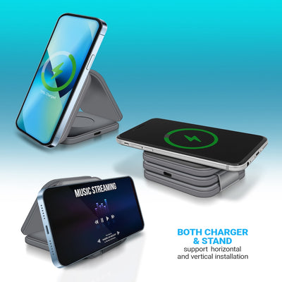 PowerUp Trinity 3 in 1 Wireless Charging Station for iPhone AirPods & iWatch - GRAY