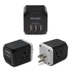 PowerUp Squared 3 Outlet & 3 USB Charging Station - BLACK