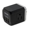 PowerUp Squared 3 Outlet & 3 USB Charging Station - BLACK