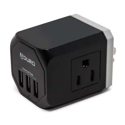 PowerUp Squared 3 Outlet & 3 USB Charging Station - BLACK