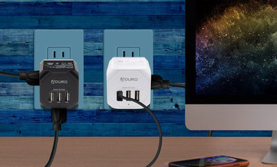 PowerUp Squared 3 Outlet & 3 USB Charging Station - WHITE