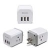 PowerUp Squared 3 Outlet & 3 USB Charging Station - WHITE