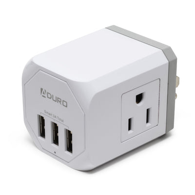 2 Pack PowerUp Squared 3 Outlet & 3 USB Charging Station - WHITE