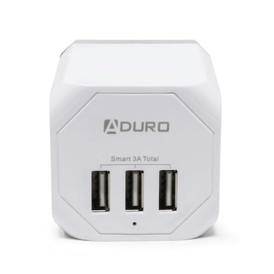 PowerUp Squared 3 Outlet & 3 USB Charging Station - WHITE