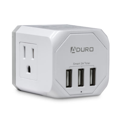 PowerUp Squared 3 Outlet & 3 USB Charging Station - WHITE
