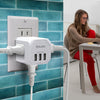 2 Pack PowerUp Squared 3 Outlet & 3 USB Charging Station - WHITE