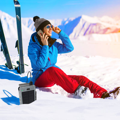 Solar 10,000mAh Dual USB Backup Battery - Grey