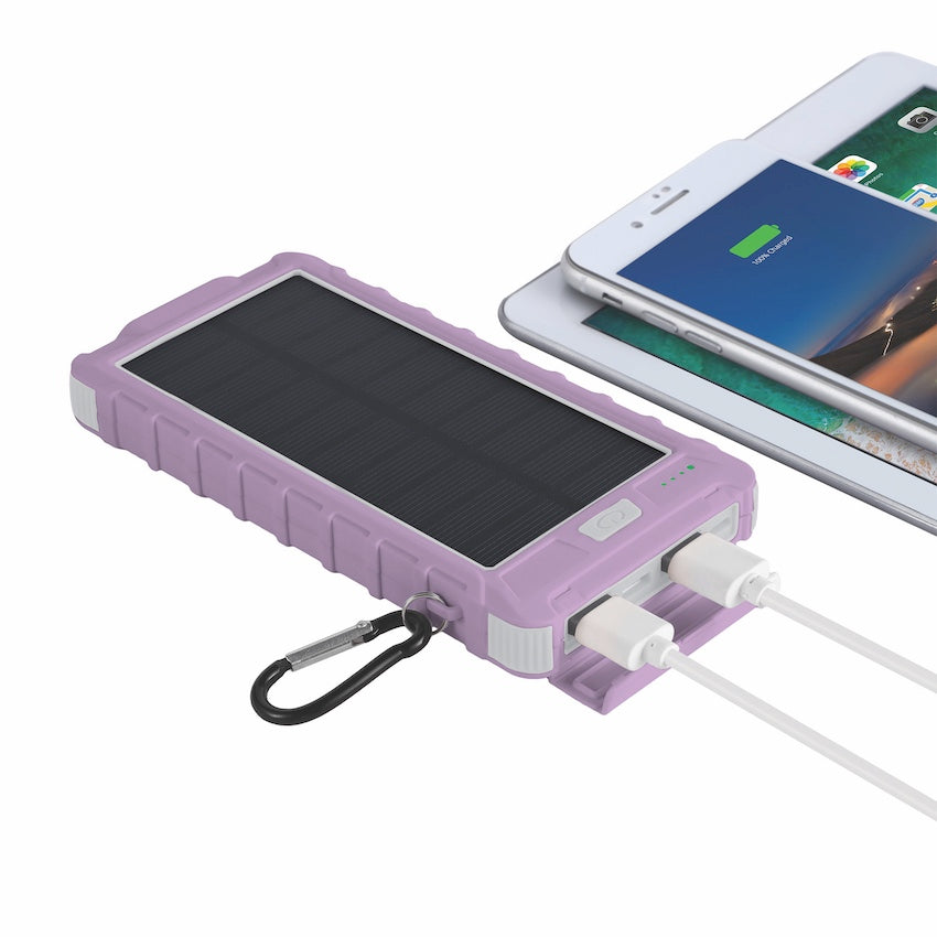 Solar 10,000mAh Dual USB Backup Battery - Lavender