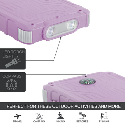 Solar 10,000mAh Dual USB Backup Battery - Lavender