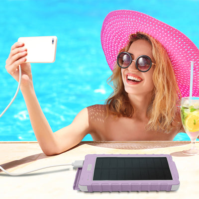 Solar 10,000mAh Dual USB Backup Battery - Lavender