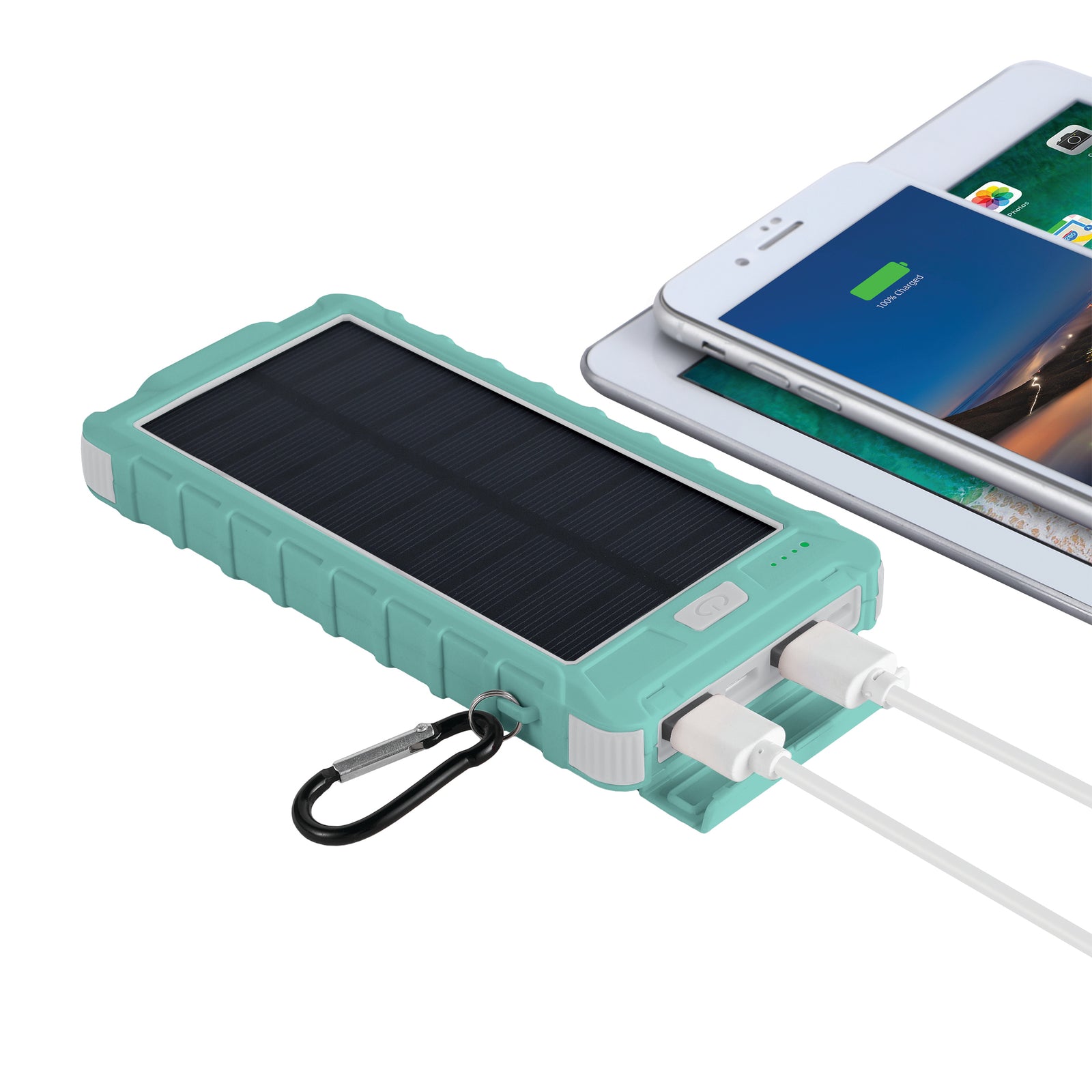 Solar 10,000mAh Dual USB Backup Battery - Mint
