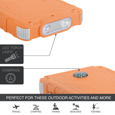 Solar 10,000mAh Dual USB Backup Battery - Peach