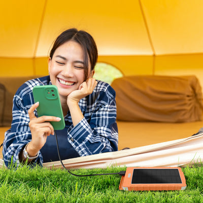 Solar 10,000mAh Dual USB Backup Battery - Peach