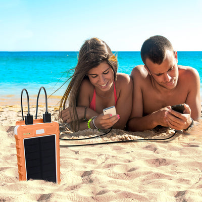 Solar 10,000mAh Dual USB Backup Battery - Peach