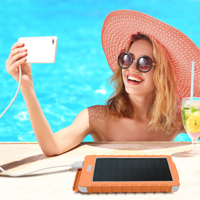 Solar 10,000mAh Dual USB Backup Battery - Peach