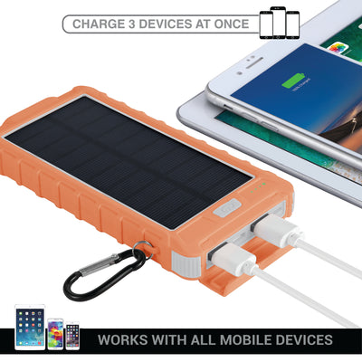 Solar 10,000mAh Dual USB Backup Battery - Peach