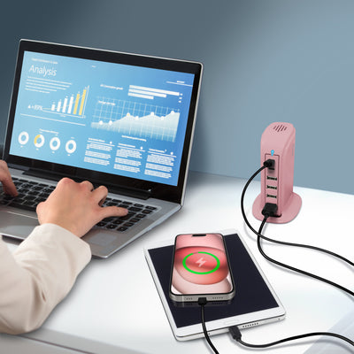 Power Tower Multi Port Charging Station - Pink