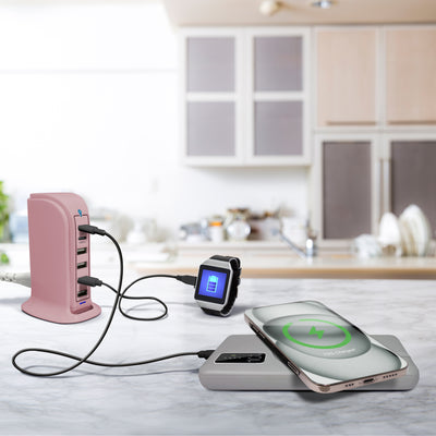 Power Tower Multi Port Charging Station - Pink