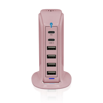 Power Tower Multi Port Charging Station - Pink