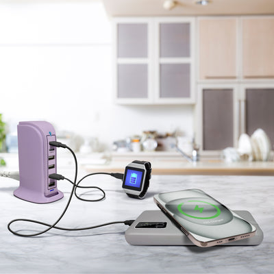 Power Tower Multi Port Charging Station - Lavender