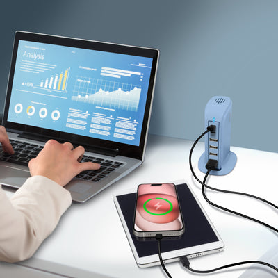 Power Tower Multi Port Charging Station - Blue