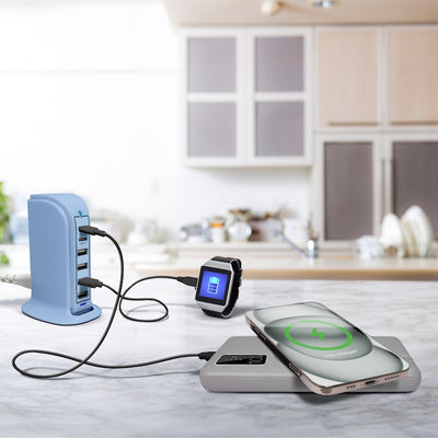 Power Tower Multi Port Charging Station - Blue