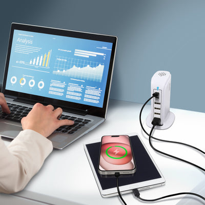 Power Tower Multi Port Charging Station - White