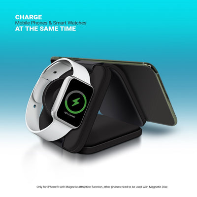 Trinity 3 in 1 Wireless Charging Station for iPhone AirPods & iWatch - BLACK