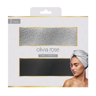 4 Pack Quick Drying Hair Towel Wrap - BLACK/WHITE