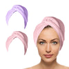 2 Pack Quick Drying Hair Towel Wrap - PINK/PURPLE
