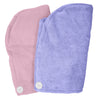 2 Pack Quick Drying Hair Towel Wrap - PINK/PURPLE
