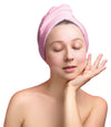 2 Pack Quick Drying Hair Towel Wrap - PINK/PURPLE