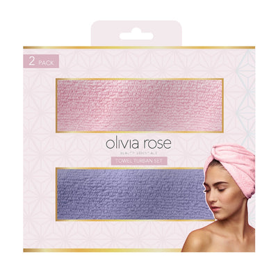2 Pack Quick Drying Hair Towel Wrap - PINK/PURPLE