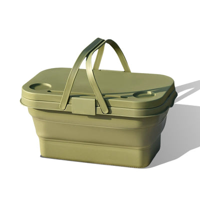 Seamless Outdoors – Collapsable Picnic Basket With Tray Stand - GREEN
