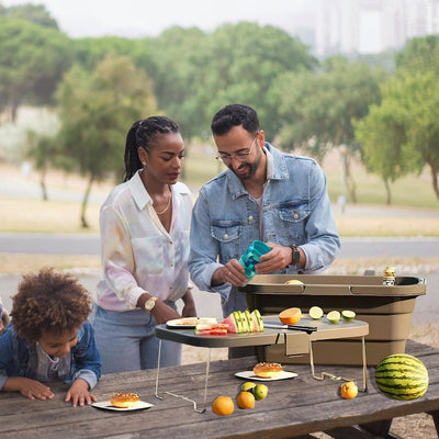 Seamless Outdoors – Collapsable Picnic Basket With Tray Stand - GRAY