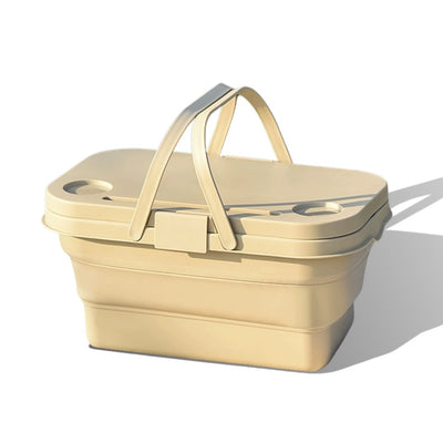 Seamless Outdoors – Collapsable Picnic Basket With Tray Stand - KHAKI