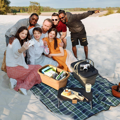 Seamless Outdoors – Collapsable Picnic Basket With Tray Stand - KHAKI