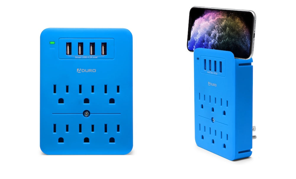Surge Charging Station with 6 Outlets & 4 USB Ports - BLUE