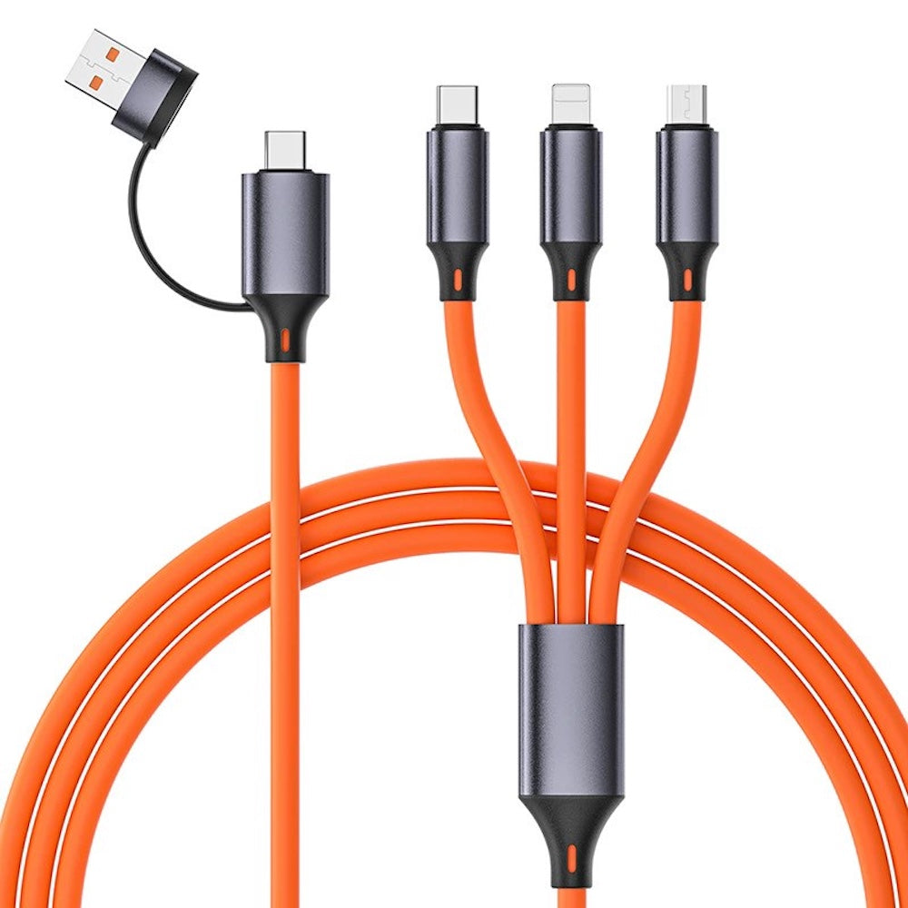 3P Experts Bold Dual 4 N 1 Charging Cable - ORANGE