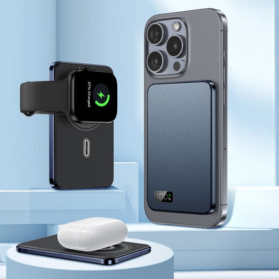 3-in-1 Magnetic Wireless Charger - BLUE