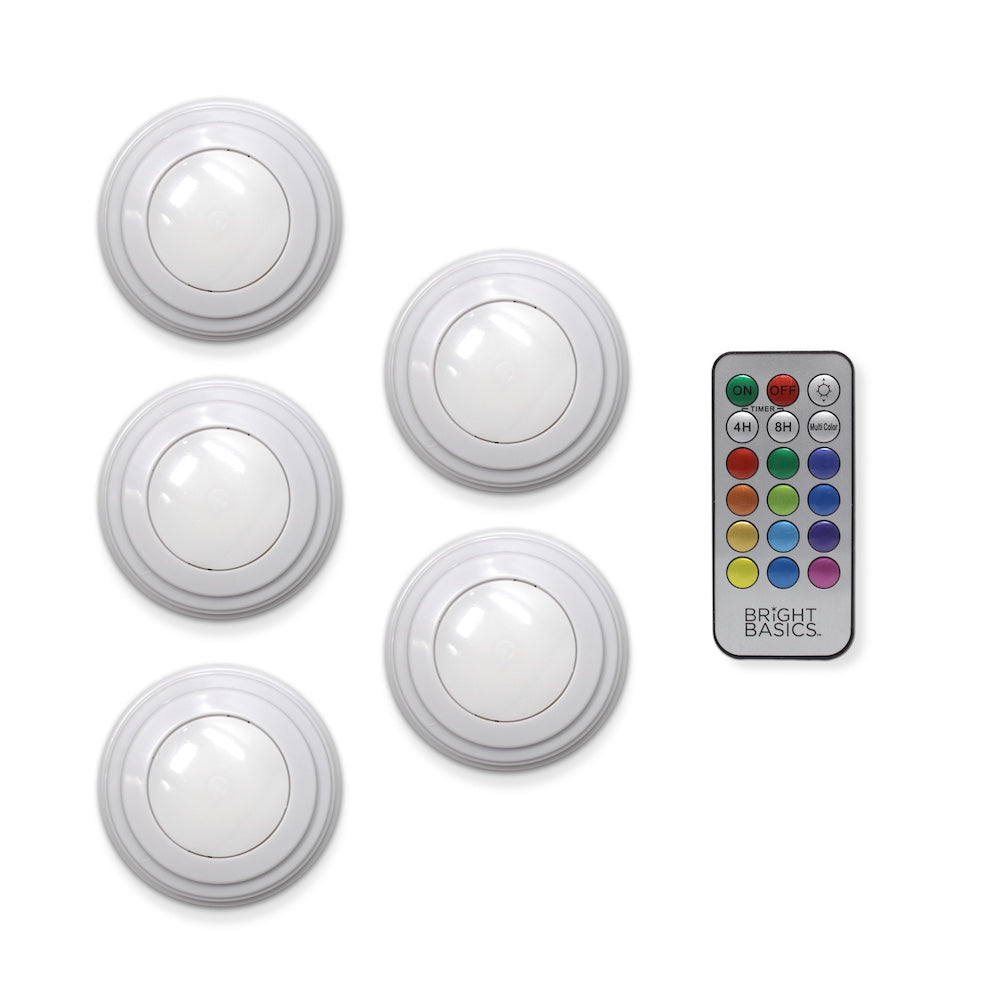 5 Pack Color Changing Wireless LED Lights w/ Remote Control